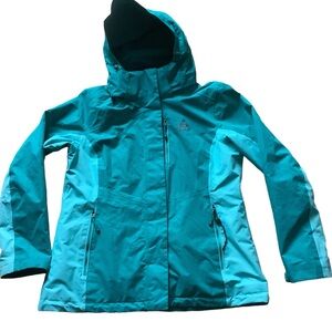 Gerry fleece lined winter jacket large green hiking outdoor coat parka size L